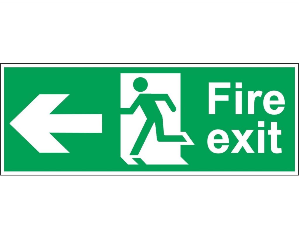 FIRE EXIT ARROW LEFT SIGN