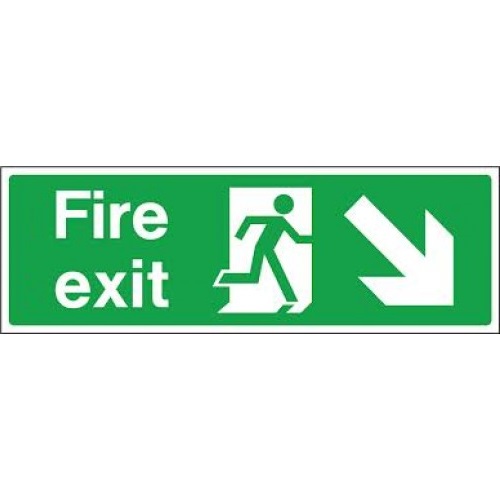 FIRE EXIT ARROW RIGHT DOWN SIGN
