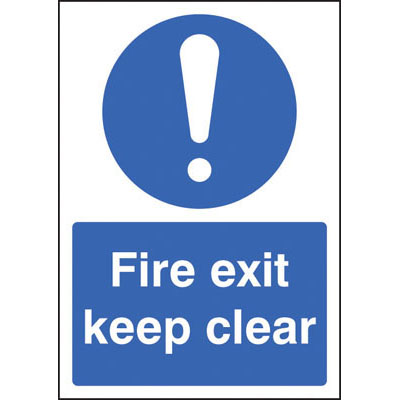 FIRE EXIT KEEP CLEAR SAFETY SIGN