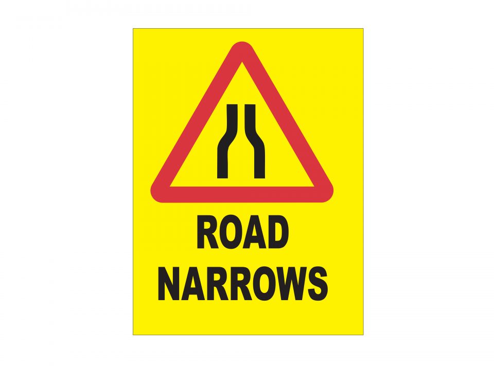 ROAD NARROWS SIGN