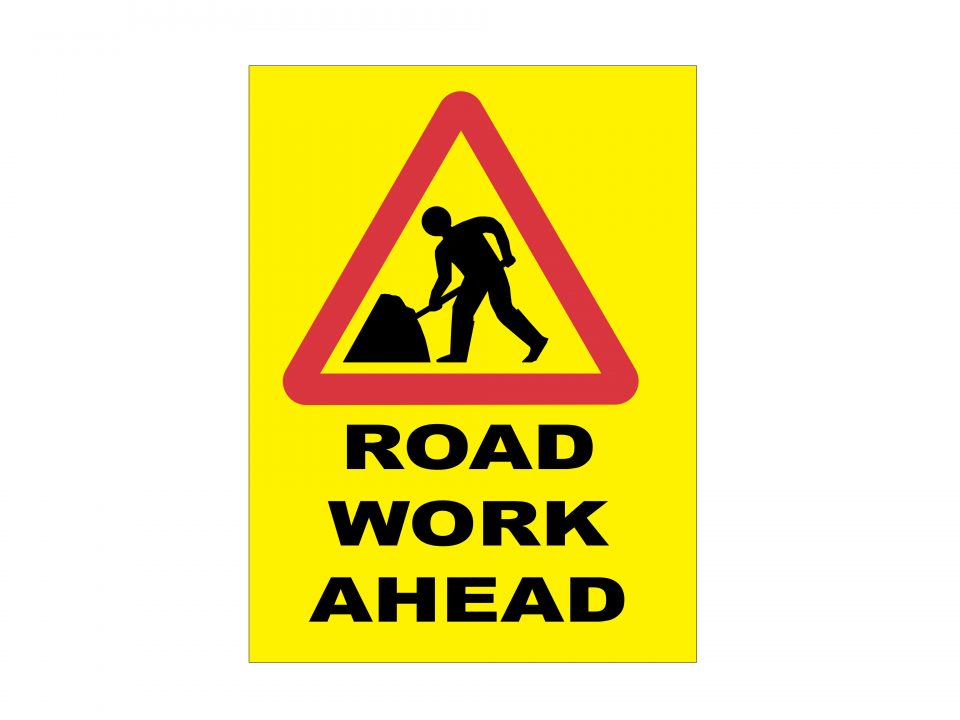 ROAD WORK AHEAD SIGN