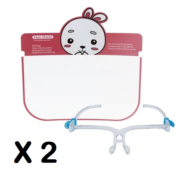 KIDS FACE SHIELD WITH GLASS FRAME – 2PCS – RANDOM STYLE