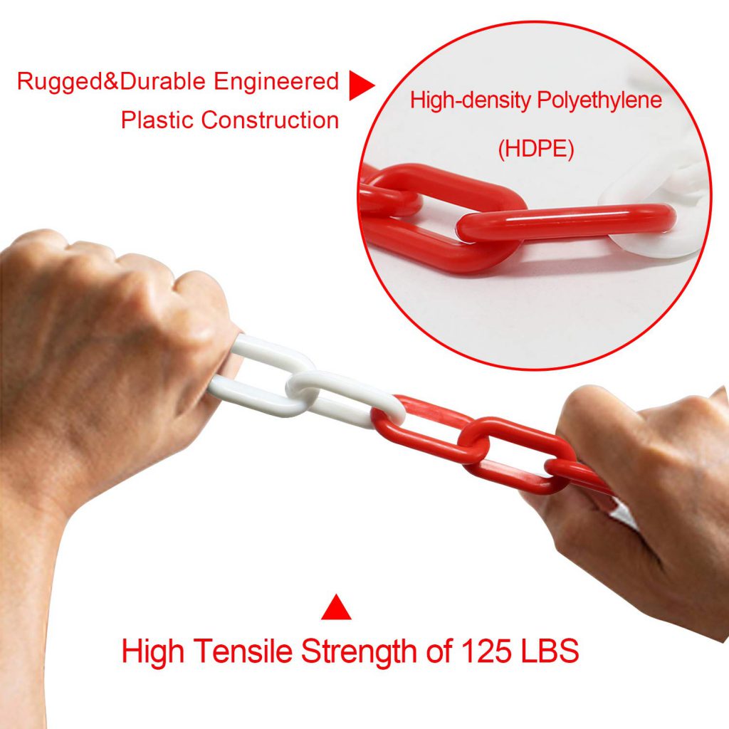 PLASTIC CHAIN SAFETY BARRIER PLASTIC LINKS 82 FOOT