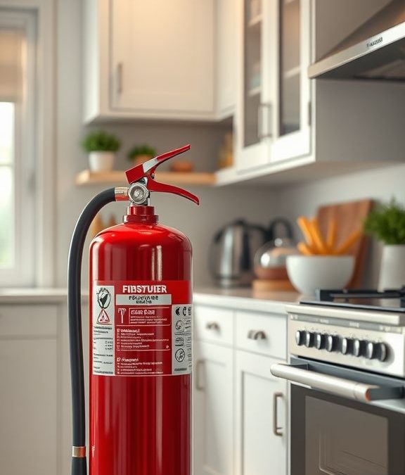 Person checking a fire extinguisher pressure gauge during a monthly inspection